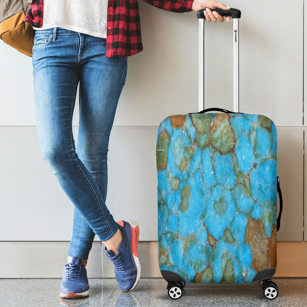 Dirty Blue Marble Tile Luggage Cover