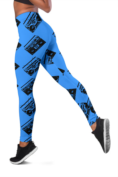 Women Leggings Sexy Printed Fitness Fashion Gym Dance Workout 80's Boombox Blue 01