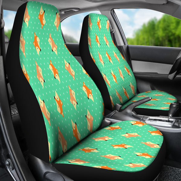 Cute Green Fox Car Seat Covers