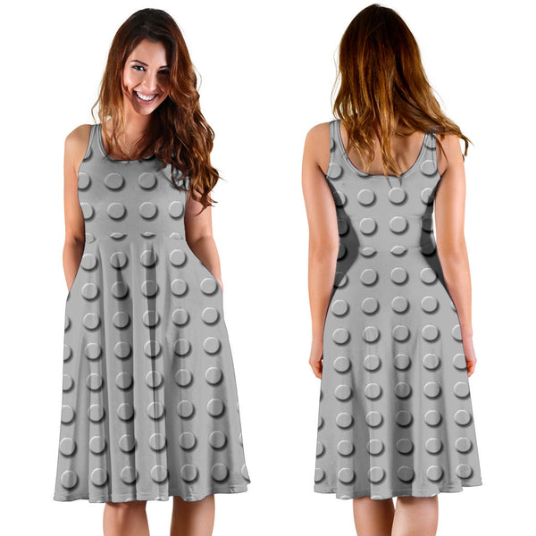 Women's Dress, No Sleeves, Custom Dress, Midi Dress, Lego Building Blocks 12