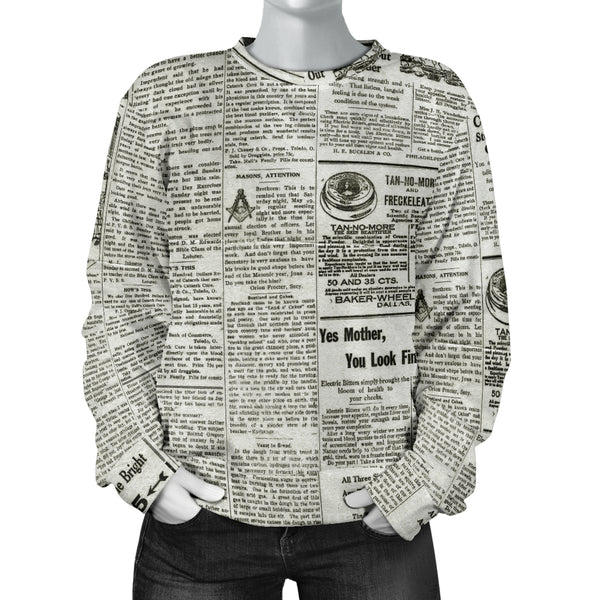 Custom Made Printed Designs Women's (N4) Sweater Newspaper
