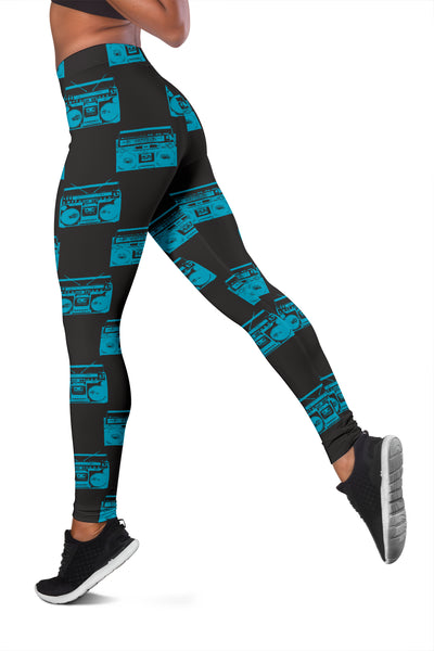 Women Leggings Sexy Printed Fitness Fashion Gym Dance Workout 80's Boombox Blue 08