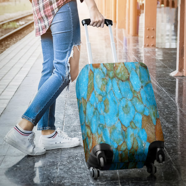 Dirty Blue Marble Tile Luggage Cover