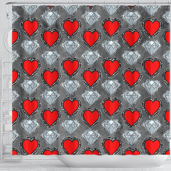 Hearts and Diamonds Shower Curtain - STUDIO 11 COUTURE