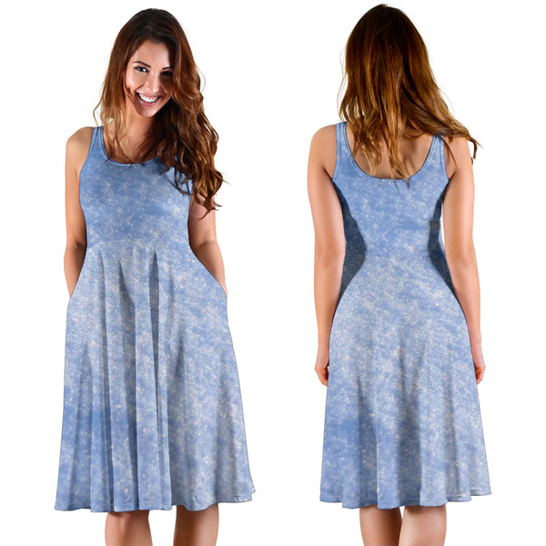 Women's Dress, No Sleeves, Custom Dress, Midi Dress, Nature 1-09