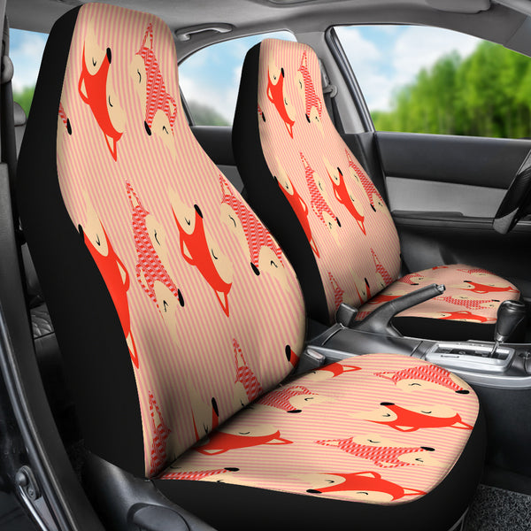 Cute Red Stripe Large Fox Car Seat Covers