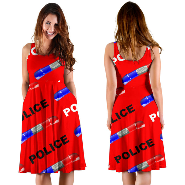 Women's Dress, No Sleeves, Custom Dress, Midi Dress, Police 04