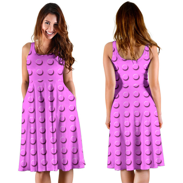 Women's Dress, No Sleeves, Custom Dress, Midi Dress, Lego Building Blocks Pastel 12