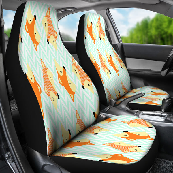 Cute Green Zigzag Large Fox Car Seat Covers