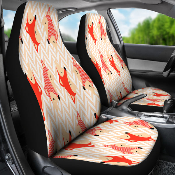 Cute Red Zigzag Large Fox Car Seat Covers