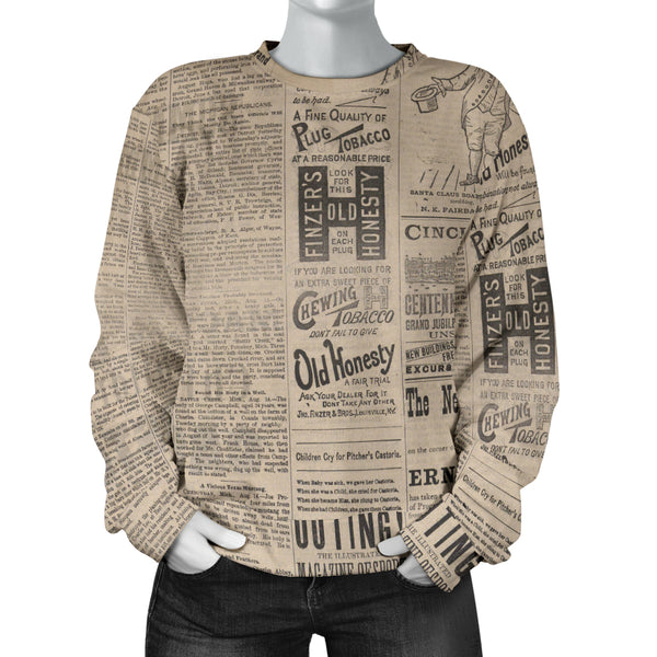 Custom Made Printed Designs Women's (N1) Sweater Newspaper