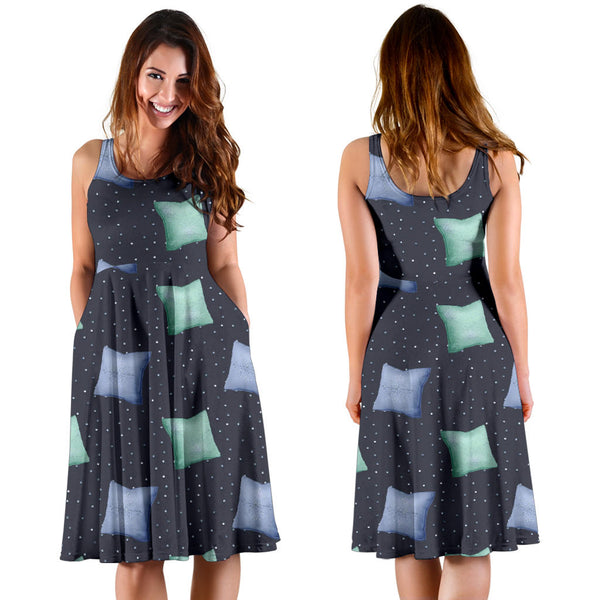 Women's Dress, No Sleeves, Custom Dress, Midi Dress, Christmas 1-01