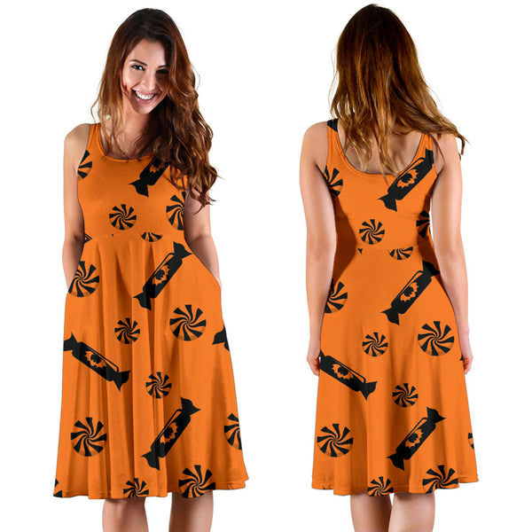 Women's Dress, No Sleeves, Custom Dress, Midi Dress, Trick Or Treat 12