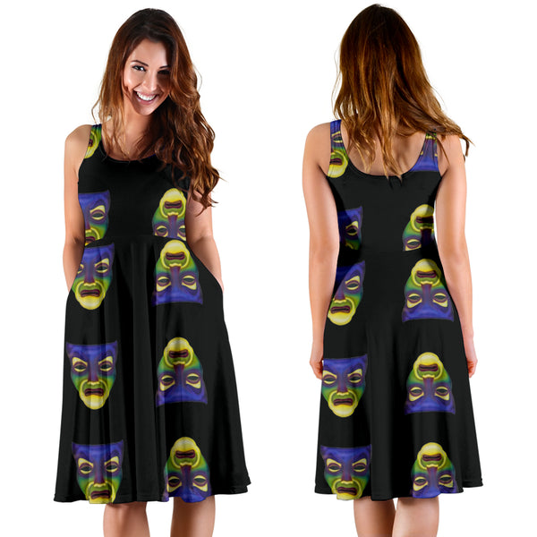 Women's Dress, No Sleeves, Custom Dress, Midi Dress, Snow White 09