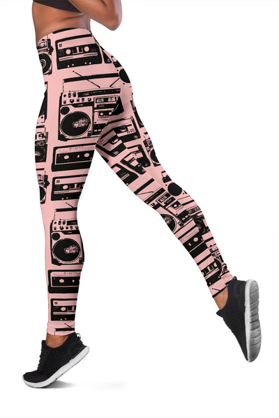 Women Leggings Sexy Printed Fitness Fashion Gym Dance Workout 80's Boombox Pink 06
