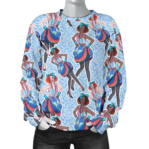 Custom Made Printed Designs Women's Sweater 80's Fashion Girl 09