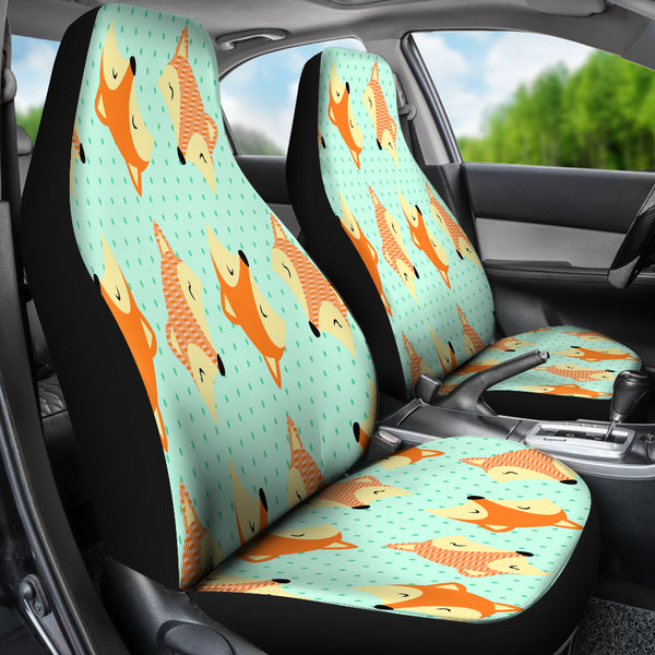 Cute Green Dot Large Fox Car Seat Covers