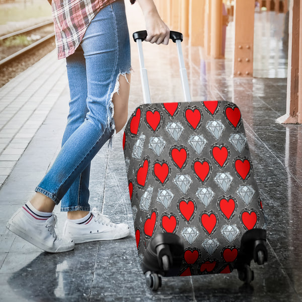 Hearts and Diamonds Luggage Cover - STUDIO 11 COUTURE