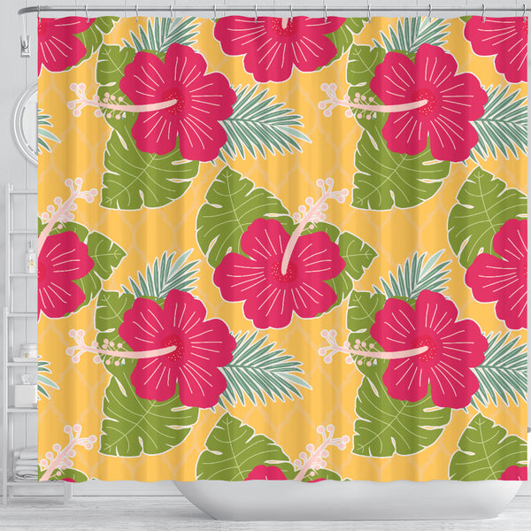 Tropical Red Flower Shower Curtain - STUDIO 11 COUTURE