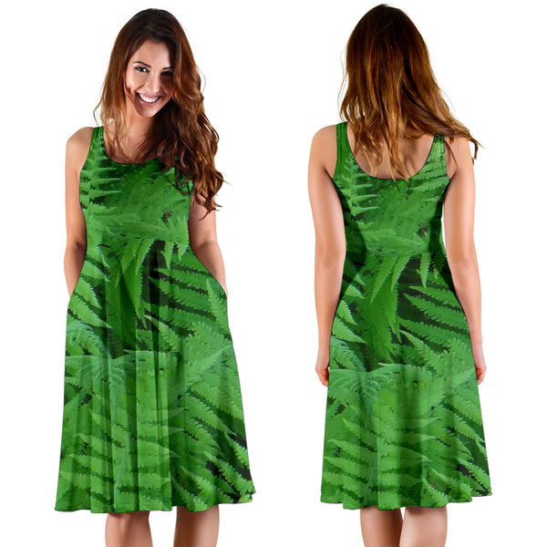 Women's Dress, No Sleeves, Custom Dress, Midi Dress, Nature 1-15