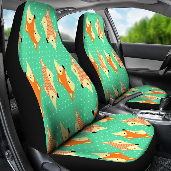 Cute Large Green Fox Car Seat Covers