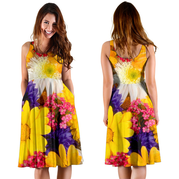 Women's Dress, No Sleeves, Custom Dress, Midi Dress, Nature 1-10