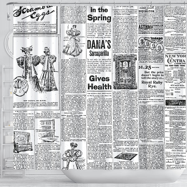 Old Newspaper 1 Shower Curtain - STUDIO 11 COUTURE