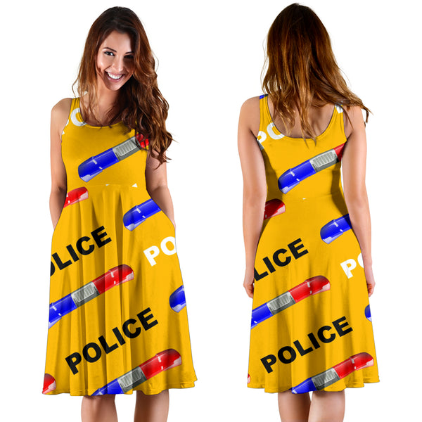 Women's Dress, No Sleeves, Custom Dress, Midi Dress, Police 07