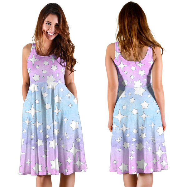 Women's Dress, No Sleeves, Custom Dress, Midi Dress, Unicorn 04