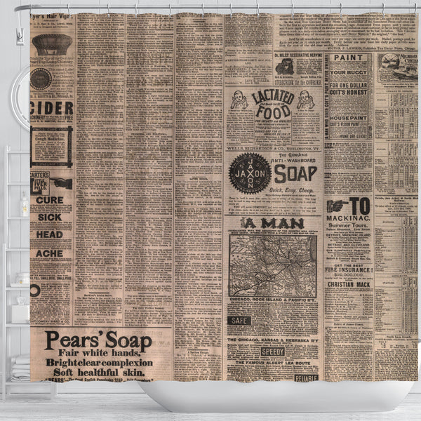 Old Newspaper 3 Shower Curtain - STUDIO 11 COUTURE