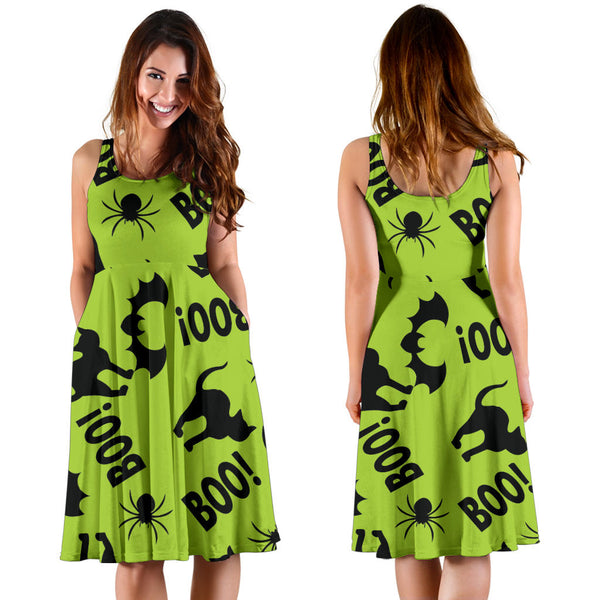 Women's Dress, No Sleeves, Custom Dress, Midi Dress, Trick Or Treat 07
