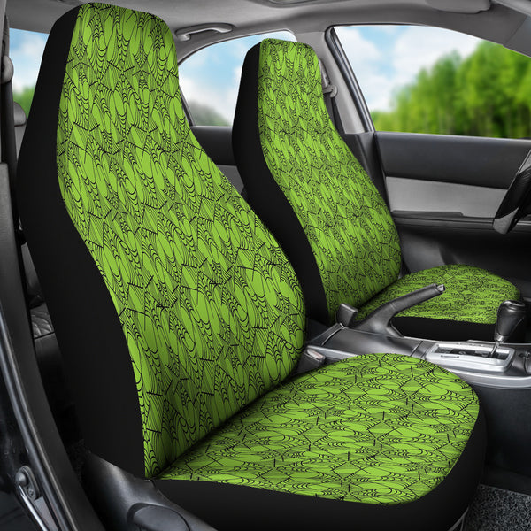 Trick or Treat Green Spider Web Car Seat Covers
