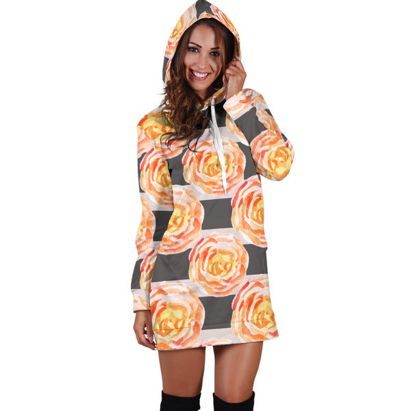 Studio11Couture Women Hoodie Dress Hooded Tunic Astonishing Floral Spring Athleisure Sweatshirt