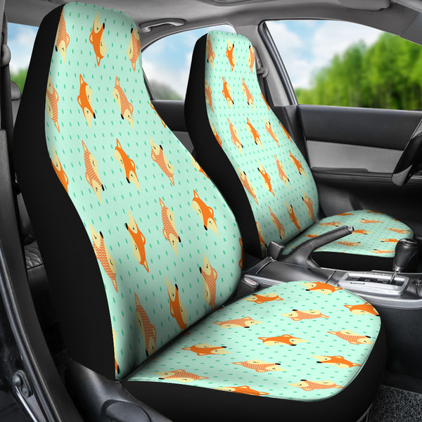 Cute Green Dot Fox Car Seat Covers