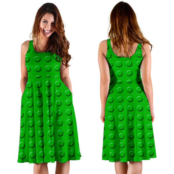 Women's Dress, No Sleeves, Custom Dress, Midi Dress, Lego Building Blocks 03