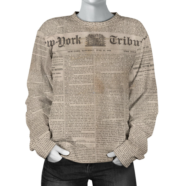 Custom Made Printed Designs Women's (N3) Sweater Newspaper