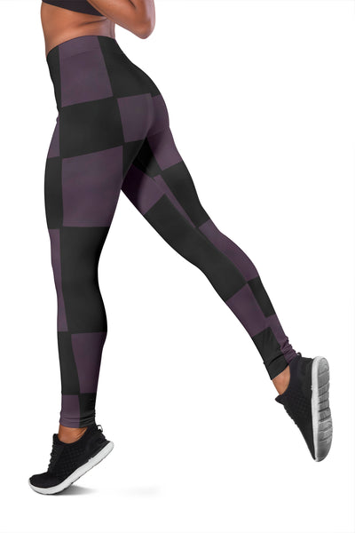 Fashion & Fitness Leggings Alice In Wonderland 1 Purple Black Checkerboard