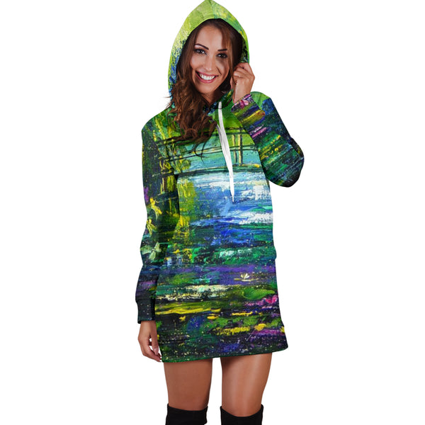 Studio11Couture Women Hoodie Dress Hooded Tunic Pol Ledent After Monet Skin Athleisure Sweatshirt