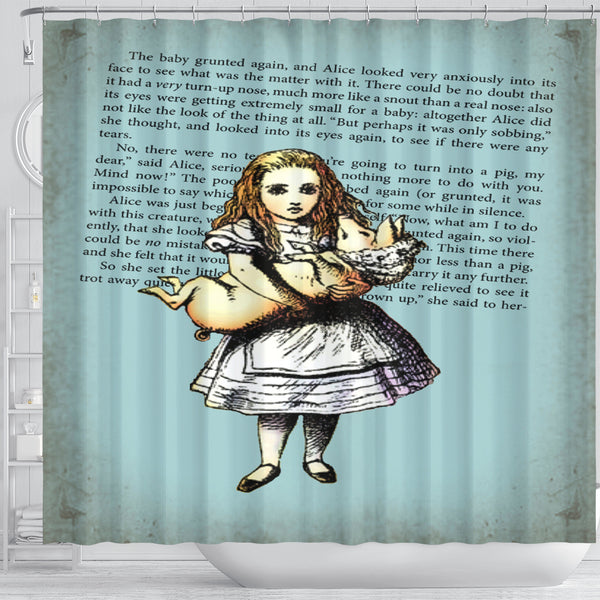 Alice And The Pig Shower Curtain - STUDIO 11 COUTURE