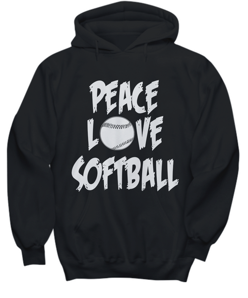 Women and Men Tee Shirt T-Shirt Hoodie Sweatshirt Peace Love SoftBall