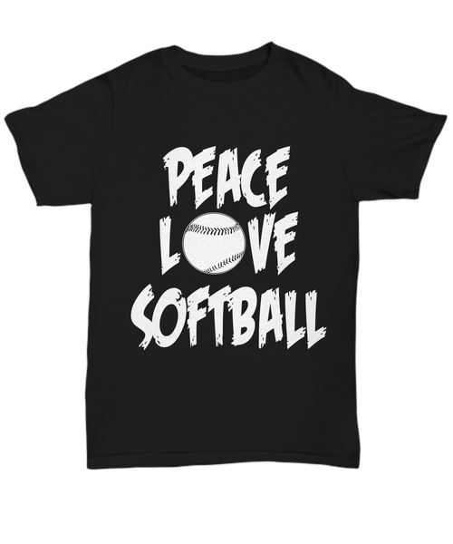 Women and Men Tee Shirt T-Shirt Hoodie Sweatshirt Peace Love SoftBall