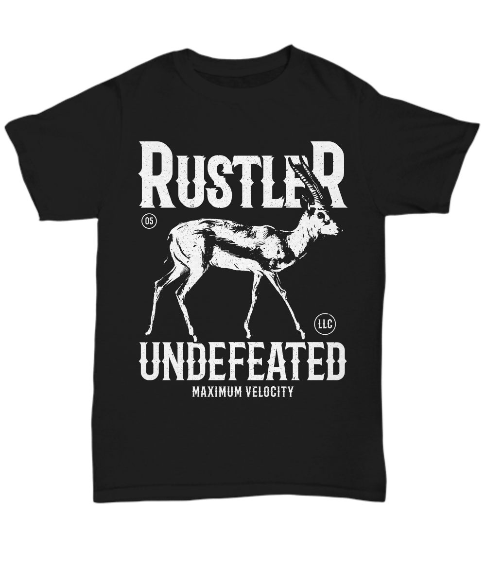 Women and Men Tee Shirt T-Shirt Hoodie Sweatshirt Rustler Undefeated Maximum Velocity