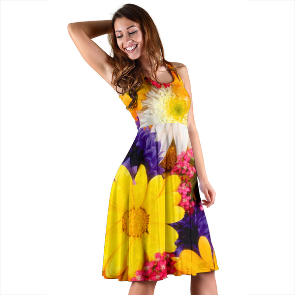 Women's Dress, No Sleeves, Custom Dress, Midi Dress, Nature 1-10