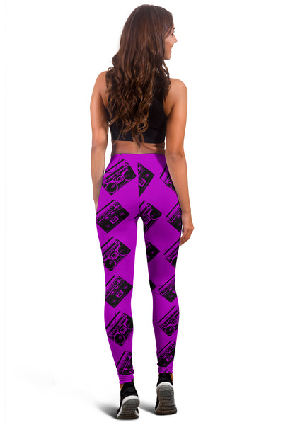 Women Leggings Sexy Printed Fitness Fashion Gym Dance Workout 80's Boombox Violet 12