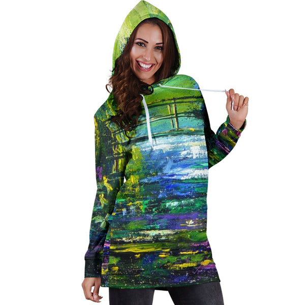 Studio11Couture Women Hoodie Dress Hooded Tunic Pol Ledent After Monet Skin Athleisure Sweatshirt