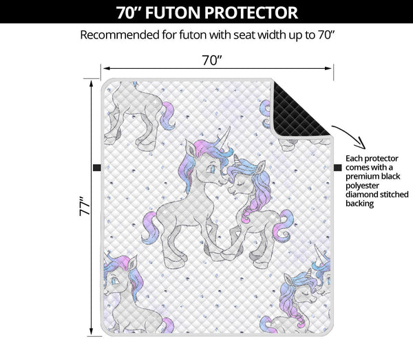 70'' Futon Sofa Protector Premium Polyster Fabric Custom Design Unicorn 07