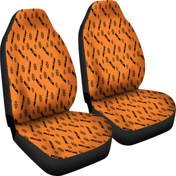 Trick or Treat Orange Black Candy Spooky Car Seat Covers