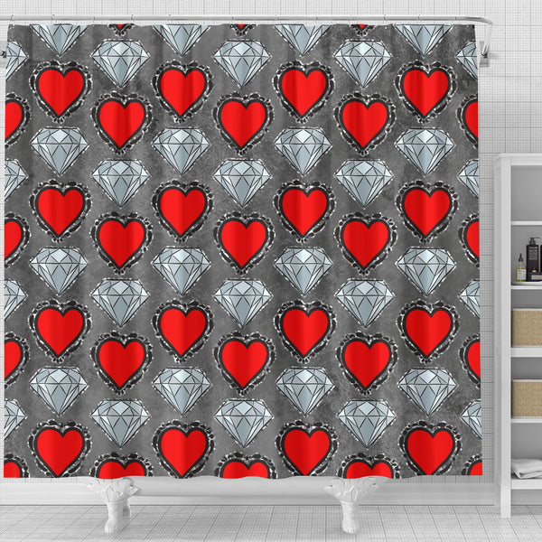 Hearts and Diamonds Shower Curtain - STUDIO 11 COUTURE