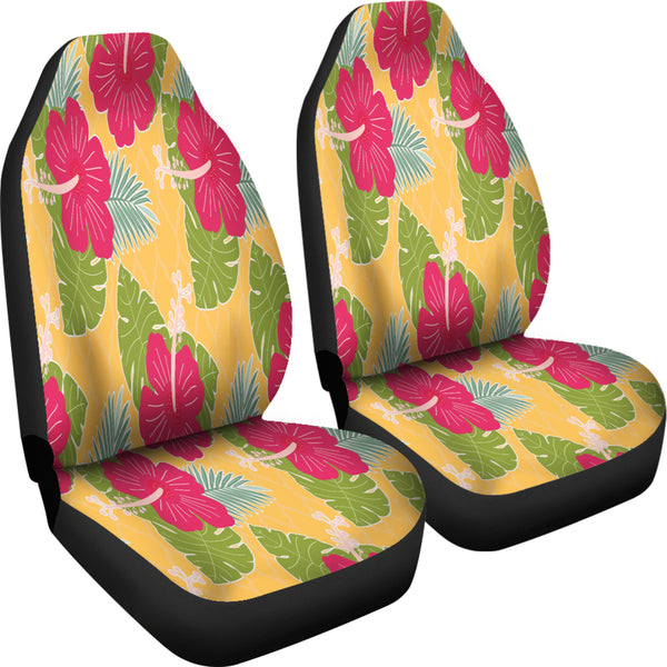 Red Hibiscus Tropical Flower Car Seat Covers