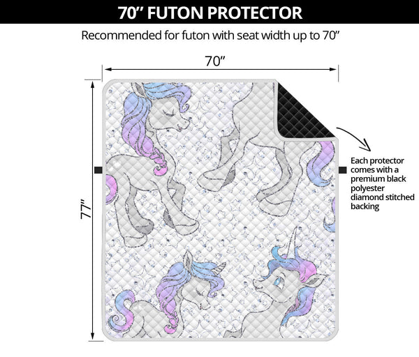 70'' Futon Sofa Protector Premium Polyster Fabric Custom Design Unicorn 05